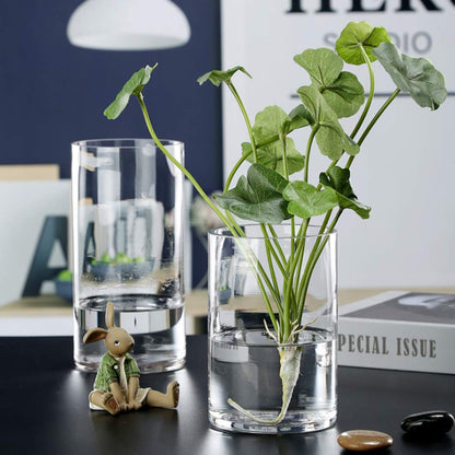 WGVI Quality Thick Clear Cylinder Glass Vases, 3" W x 8" H, Bud Vase Skinny Narrow Floral Bouquet Flower Container for Wedding Centerpieces Tabletop Home Accent Décor Brush Pen Holder, 1 Piece