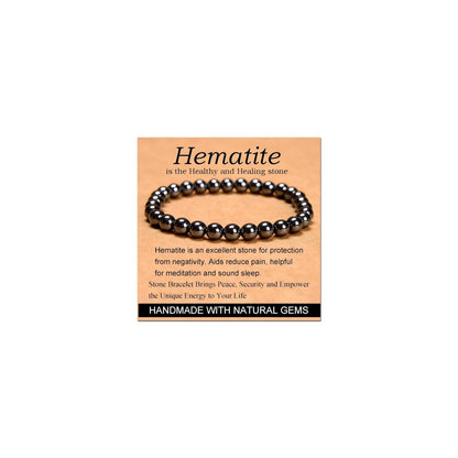 CHELYQST Hematite Bracelet - Stone of Healthy and Healing,Stretch Natural Stone Crystal Beads Jewelry Gifts for Women Men Unisex Adult,6mm