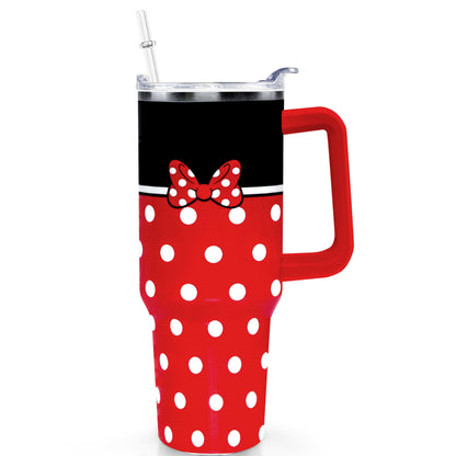 Sxdcfrs Cartoon Mouse Tumbler 40 Oz With Lid and Straw Stainless Steel Insulated with Handle Bowknot Travel Coffee Mug -Birthday,Christmas Gift