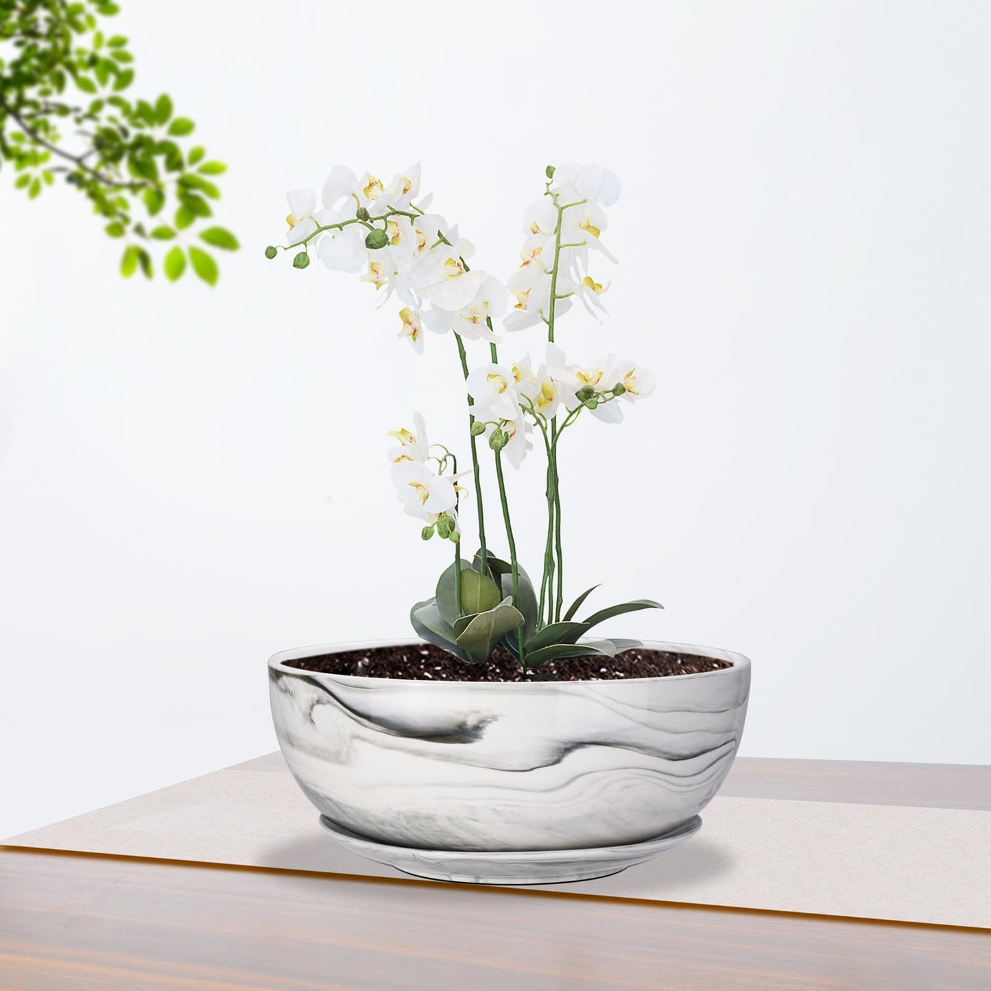 G EPGardening 10Inch Large Planter Marble Pattern Ceramic Succulent Planter Big Plant Pot Succulents Container Flower Pot Indoor Outdoor Decor (Plants Not Included)