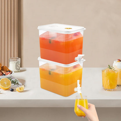 2 PCS 2 Gallon Fridge Beverage Drink Dispenser with Spigot Leak Proof Lids Filter Screen Juice Container Sealed Plastic Lemonade Water Milk Cold Hot Drink Tea Jug for Parties