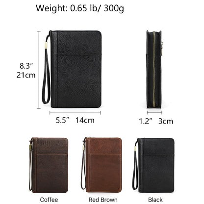 CONTACTS Full Grain Leather Cigar Case Travel Cigars Humidor Box Accessories Organizer with Cigar Cutter Lighter Pocket for 5 Pcs Cigars (Black)