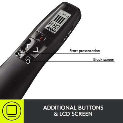 Logitech Wireless Presenter R800, PowerPoint Clicker with Green Laser Pointer, Wireless Presentation Clicker Remote