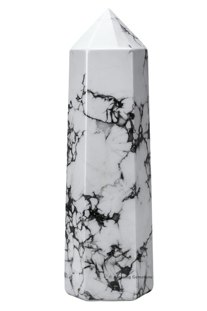 Amazing Gemstone Large Howlite Crystal Towers ~ Natural Healing Crystal Point Obelisk for Reiki Healing and Crystal Grid (5.5 to 6 INCH)