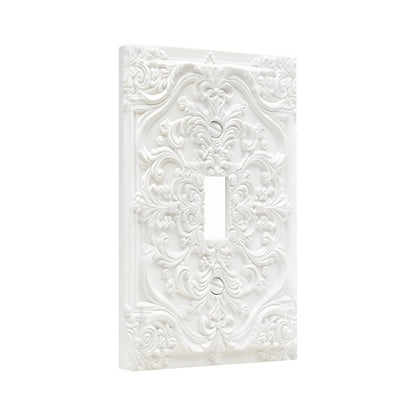 Wpshijia Decorative Light Switch Plate Covers Chalk White 3D Floral Embossed 1 Gang Light Switch Cover Plate Single Toggle Wall Plate Outlet Covers Faceplate for Bedroom Home Decor