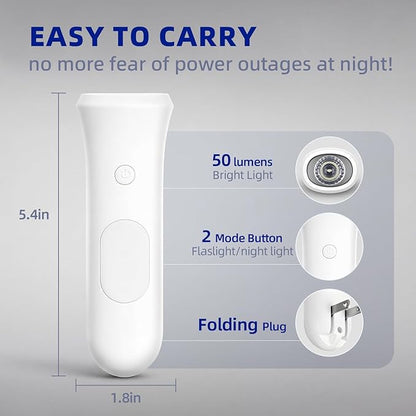 ROSSEX 4 in 1 Emergency Power Failure Lights for Home, 9 Pcs Rechargeable LED Flashlight, Automatic Turn-On Power Outage Light Plug in Wall for Snow Storm Weatheready, White