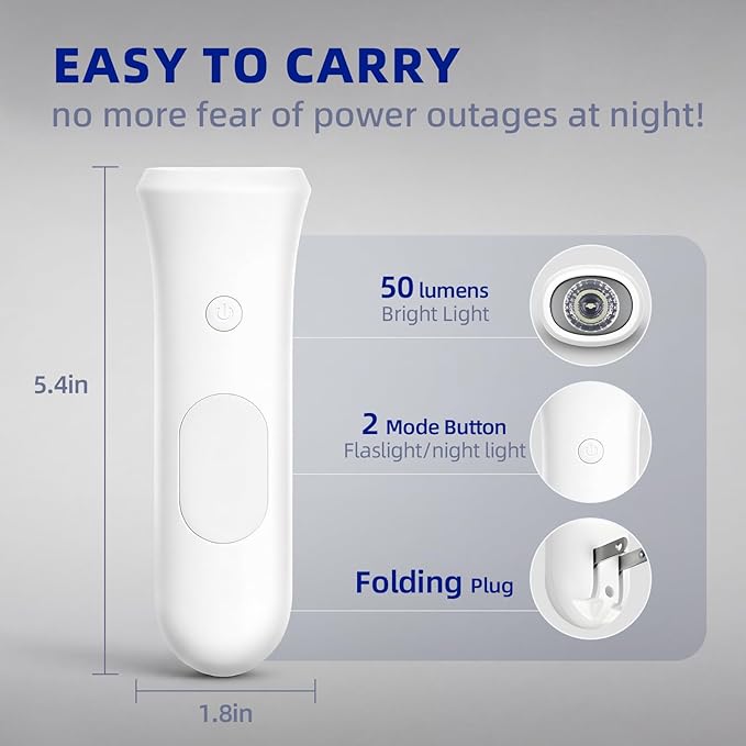 ROSSEX 4 in 1 Emergency Lights for Home Power Failure, 6 Pcs Rechargeable LED Flashlight Plug in Wall, Automatic Turn-On Power Outage Night Light Flashlight for Hurricane Preparedness Items