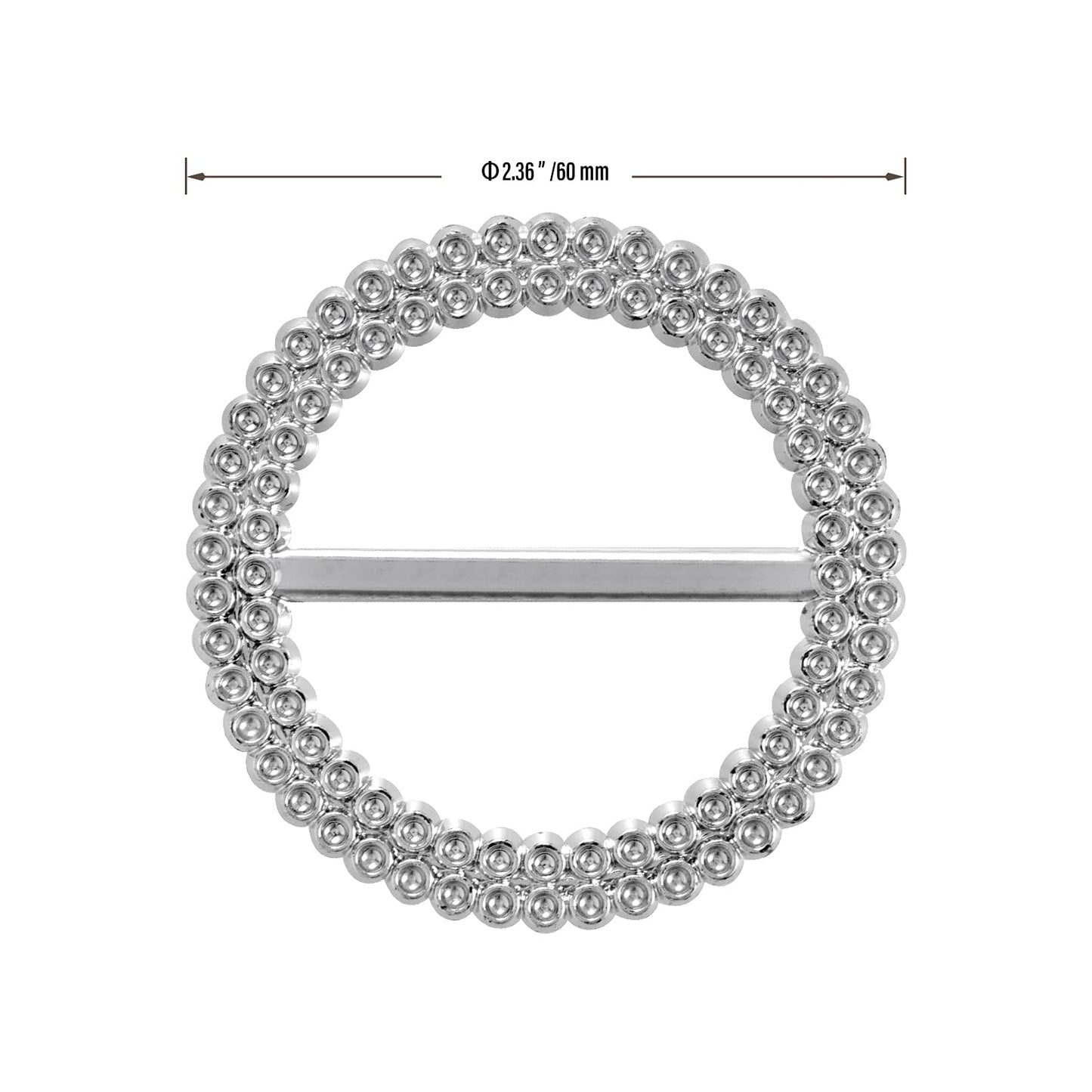 MUKLEI 200 PCS 2.36 Inches Acrylic Rhinestone Buckle, Silver Round Chair Sash Buckles, Chair Sash Ribbon Buckles Slider Elegant Band Ring, for Wedding, Party, Banquets, Craft