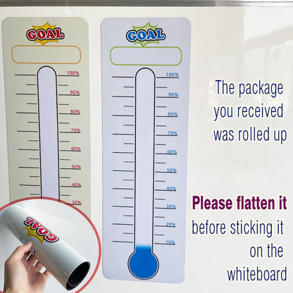 2 Pcs Magnetic Fundraising Thermometer Charts，Dry Erase Goal Trackers Chart Thermometer Goal Setting - Poster Charts for Home, School and Office