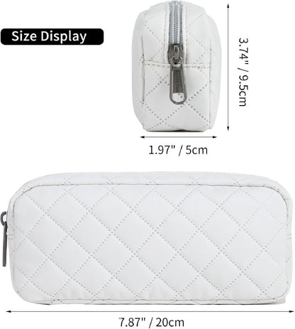 Della Gao Small Pencil Case Large Capacity Pencil Pouch Marker Pen Bag Coin Pouch Office Stationery Organizer (Beige-RH)