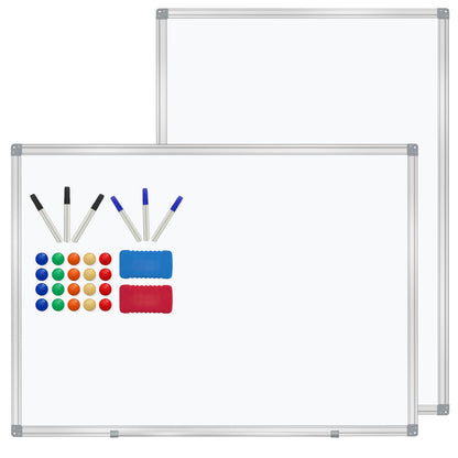 H-Qprobd 4' x 3' Whiteboard Dry Erase White Board for Wall 48x36 (2pcs) Magnetic Boards for Office Classroom & Home, Small Wall Whiteboard Including 6 Markers, 20 Magnets, 2 Erasers