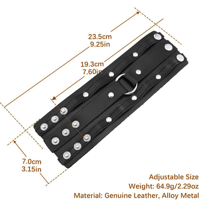 HZMAN Wide Cuff Wrap Gothic Wristband Punk Rock Biker Wide Strap Leather Bracelet (Black)