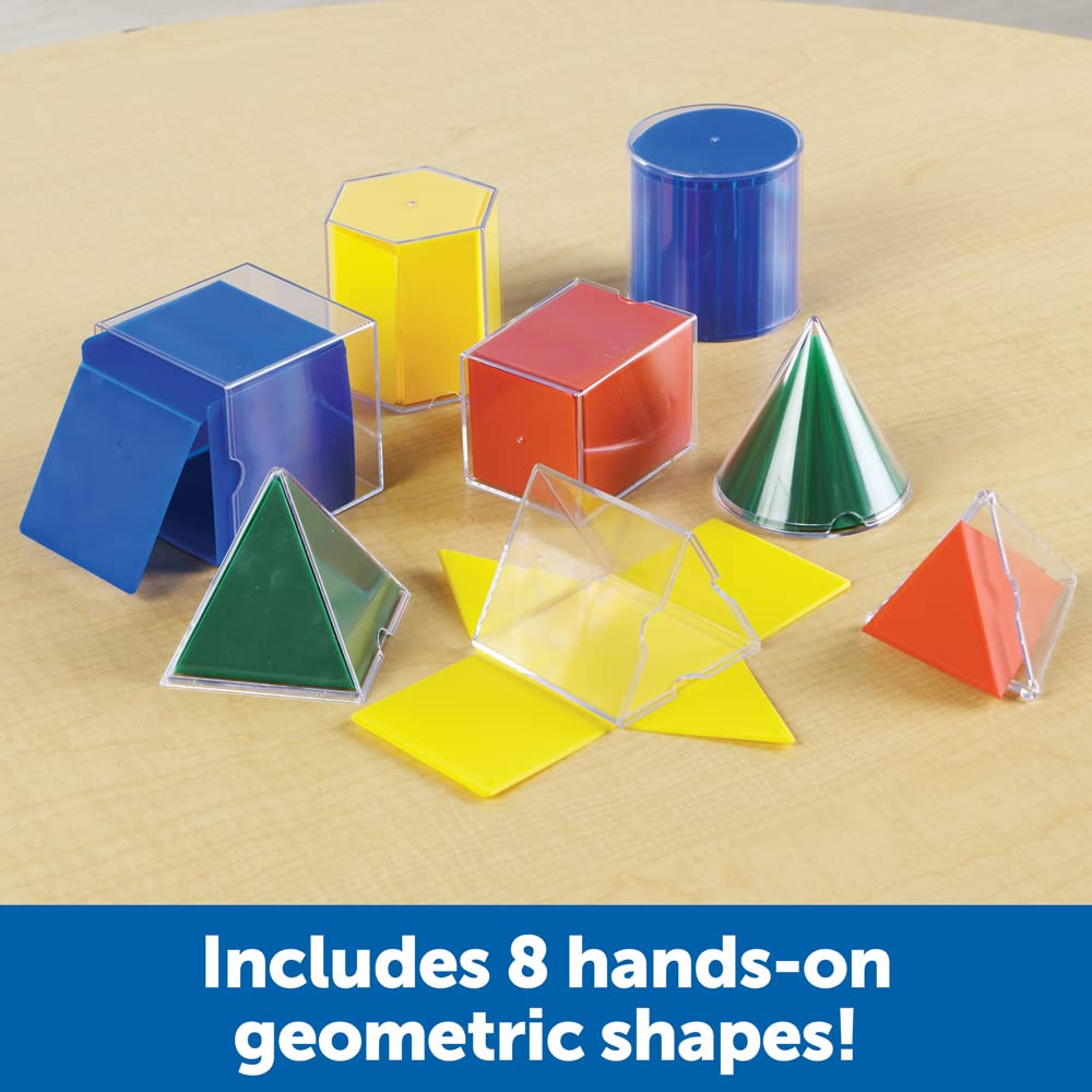 Learning Resources Folding Geometric Shapes Set - Classroom Must Haves, Teacher Supplies, Geometry Game, Pattern Blocks, Homeschool, 3d School Figures for Teaching, Math Manipulatives Essentials
