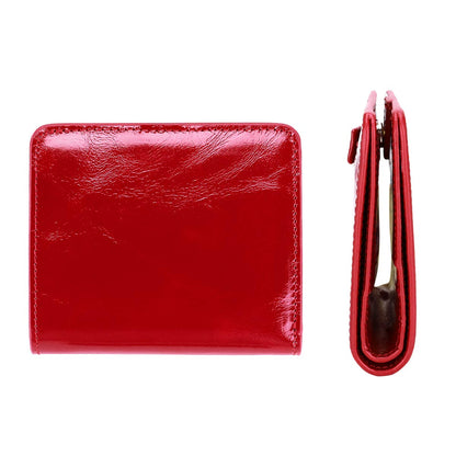 Itslife Women's Rfid Blocking Small Compact Bifold Leather Pocket Wallet Ladies Mini Purse with id Window (Waxed Red)