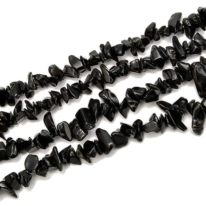 PLTbeads Gemstone Chips Natural Black Obsidian 3-5mm Healing Crystals Waist Bracelets Necklace Kit Irregular Stone DIY Crafts Design Jewelry Making Approxi 32 inch