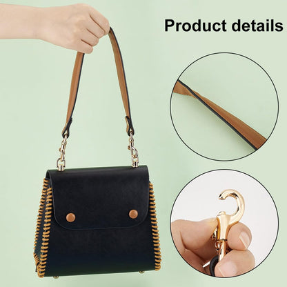 PH PandaHall Genuine Leather Handle, 20 Inch Purses Strap 1 inch Wide Purse Handle Brown Replacement Bag Strap with Golden Buckles for DIY Handbag Making