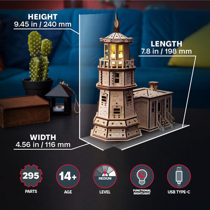UGEARS Split Rock Lighthouse 3D Wooden Puzzles for Adults – Wooden Model Kits for Adults, Crafts for Adult, Model Kits to Build, Wooden 3D DIY Model Brain Teaser, Hobby Set