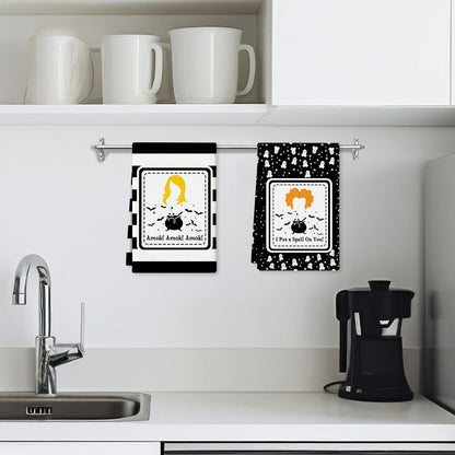 4 Pcs Halloween Kitchen Towels Hocus Pocus Decor I Smell Children Funny Hand Towels for Bathroom Gothic Dish Cloths Halloween Bathroom Decortions Housewarming Gift for Home Wall Decor 15.7x23.6 Inches