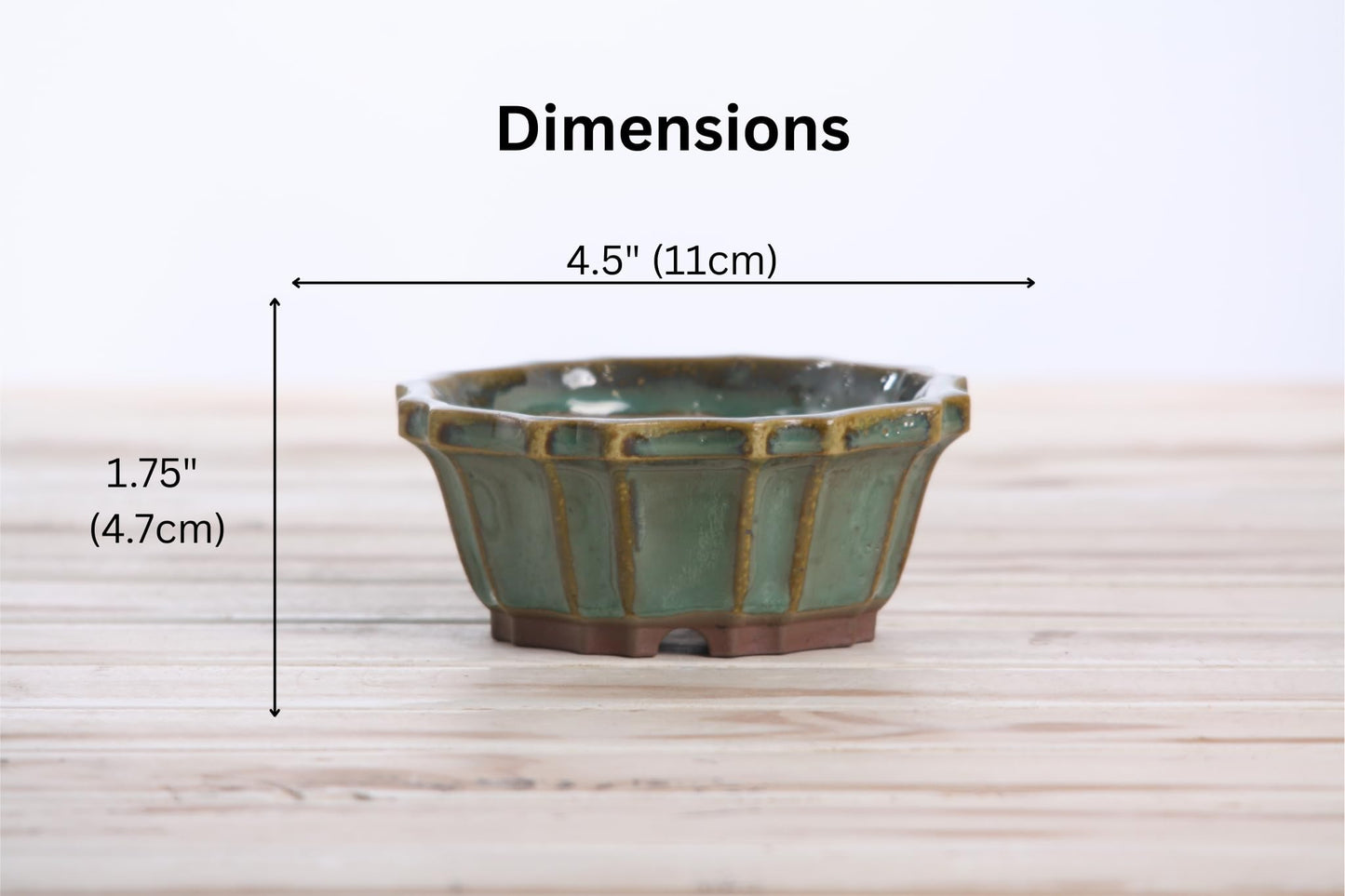 Willow Bonsai Ceramics Flower Design Bonsai Pot, 4.5inch Diameter, Plant Container, Succulant Pot, High Fired Ceramic Stoneware, Frost Proof, Handmade (Seaweed 2023)
