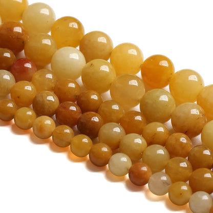 6MM 60PCS Natural Stone Yellow Jade Loose Beads for Jewelry Making DIY Bracelet 1 Strand