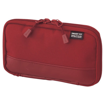 LIHIT LAB Compact Pen Case (Pencil Case), Water & Stain Repellent,3.5" x 6.5'', Red (A7687-3)