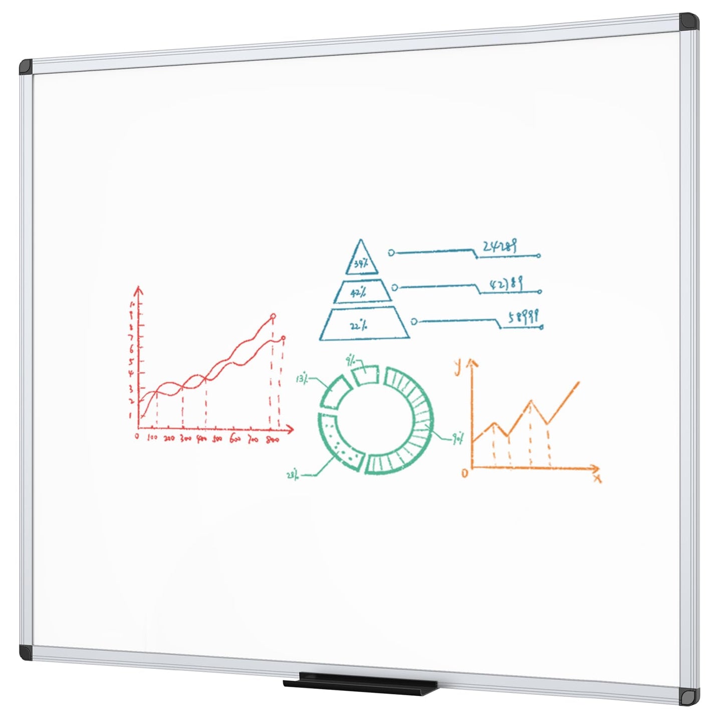 VIZ-PRO Dry Erase Board/Magnetic Whiteboard, 48 x 48 Inches, Large Wall Mounted Board for School Office and Home 4' x 4'