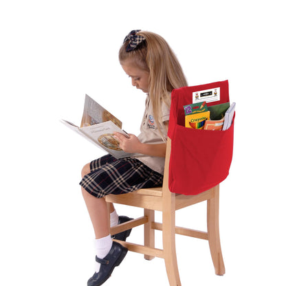 Seat Sack Small Chair Storage Pocket - 12 Inches, Red - Perfect Organizer for Classroom Chairs, Durable and Spacious Chair Pocket for Classroom Storage and Organization