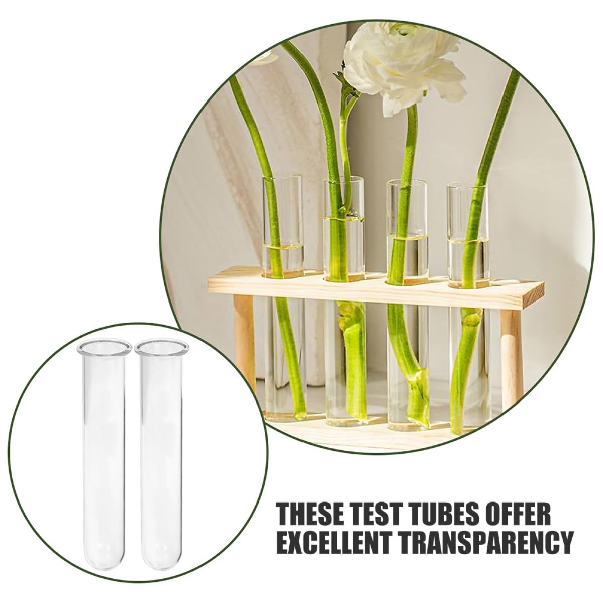 MUCKLILY Glass Test Tube Vases for Plant Propagation 2.5x18cm Small Hydroponic Flower Tubes Glass Planter Terrariums for Home and Office Desktop 4pcs Set