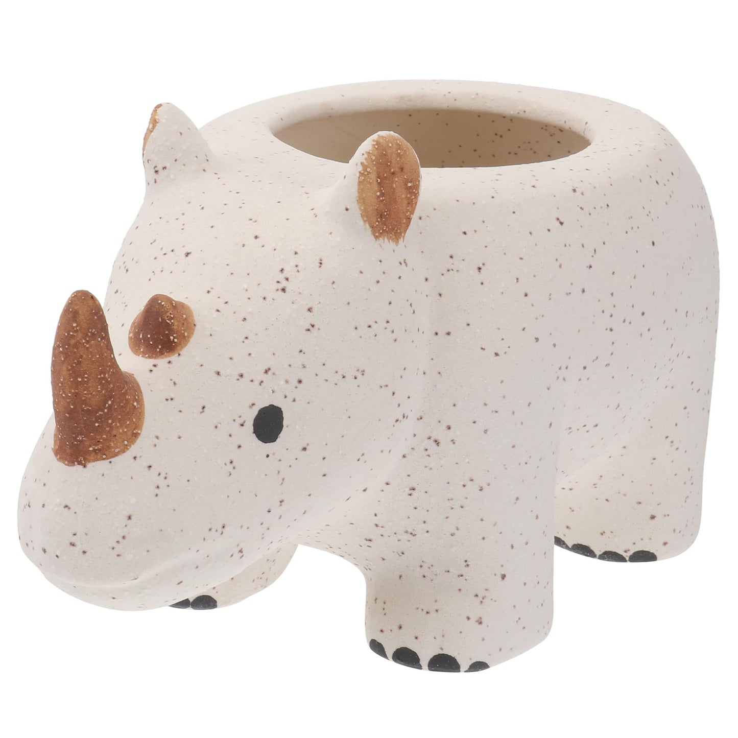 Hemoton Rhino Shaped Ceramic Planter Cute Animal Planter for Mini Plants Cactus, Smooth Shiny Ceramic - Plants Not Included, 8.25" Wide, Rhino