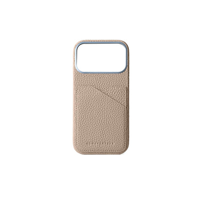 BONAVENTURA (for iPhone 17 Pro Max Shrink Leather Back Cover Case [Greige], Made with Premium European Leather, Genuine Leather, Gift BPCT17PM-GG