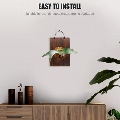 ORFOFE Fern Hanging Plaque 9.76X6.77X0.70In Solid Wood Rustic Sign Decor for Indoor Succulents Climbing Plants Vertical Plant Mounting Board