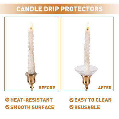 12Pcs Glass Bobeches for Candlestick Holders，Candle Drip Protectors Rings for Tapers, Clear Glass Rings Taper Candles Wax Catcher for Wedding Party Church Home, Accessories