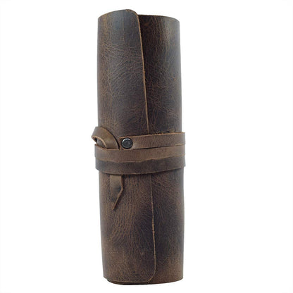 Hide & Drink, Cord Wrap, Cord Organizer, Travel Bag, Cable Holder, Full Grain Leather, Handmade, Bourbon Brown