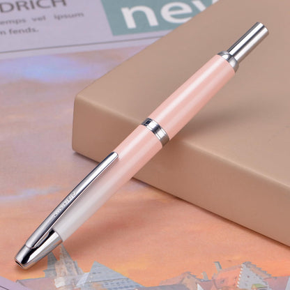 Jinhao 10 Press Fountain Pen with Box, Gradient Peach Pink Retractable Extra Fine Nib with Ink Converter Set (Silver Clip)