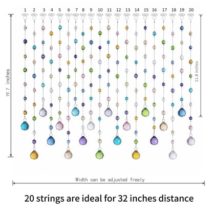 Alpengulen Crystal Beaded Curtain, 20 Strands Acrylic Multicolor String Beads for Doorways and Windows, String Room Divider (Ocean Jewel)