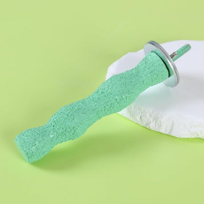 Parrot Perch Stand, Bird Beak Grinding Stone, Anti-Slip Parakeet Nail Trimming Stick Resin Beak Grinder Stone Perches Washable Claw Trimmer Stand for Parrot Cage Accessories (Green, Large)