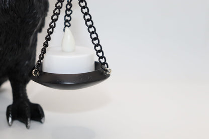 Gothic Crow Light Holder Halloween Candle Holder, Fake Raven Tealight Holder with Skull Base, Resin Statue for Indoor Spooky Home Decor