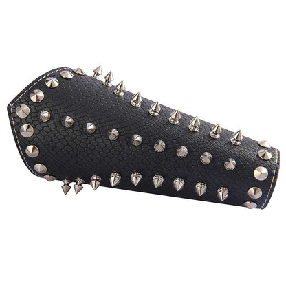 GelConnie Leather Bracers Gothic Spike Gauntlets Wristband Medieval Knight Armor Leather Wrist Guard Arm Cuffs Black Arm Guards Armband Halloween Cosplay Costume