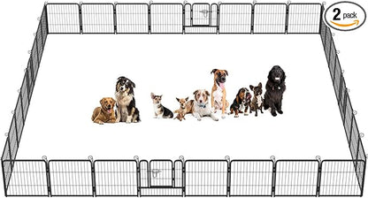 BestPet | Dog Playpen | 24 Inch, 32 Panels | Heavy Duty Metal Pet Exercise Pen | Indoor Outdoor Fence Panels | Rust-Resistant, Removable, Tool-Free Setup | Anti-Skid, Expandable Design