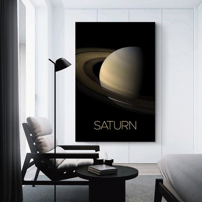 XIAOLOUTINYU Solar System Canvas Wall Art - Saturn Planet Space Poster for Kids Room Bedroom Classroom, STEM Educational Astronomy Decor, Science Gift for Boys Girls Teens, 12x18 Inch Unframed