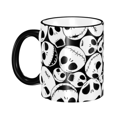 GUCGUSY Halloween Skull Ceramic Coffee Mugs 11oz with Handle, Funny Tea Cup for Women Men, Ideal Gift for Home Office Daily Use