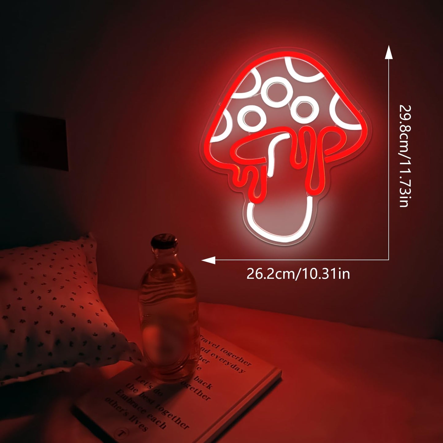 Ajoyferris Mushroom Neon Sign Dimmable Neon Light Sign Mushroom Night Light 3D Light Up Mushrooms Neon Signs for Wall Decor Game Room Bedroom Gift for Kids(Ice Blue)
