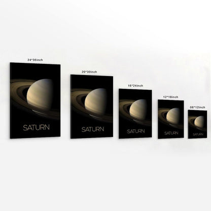 Solar System Planets Canvas Wall Art - Saturn Planet Space Poster for Kids Room Bedroom Classroom, STEM Educational Astronomy Decor, Science Gift for Boys Girls, 16x24 Inch Framed