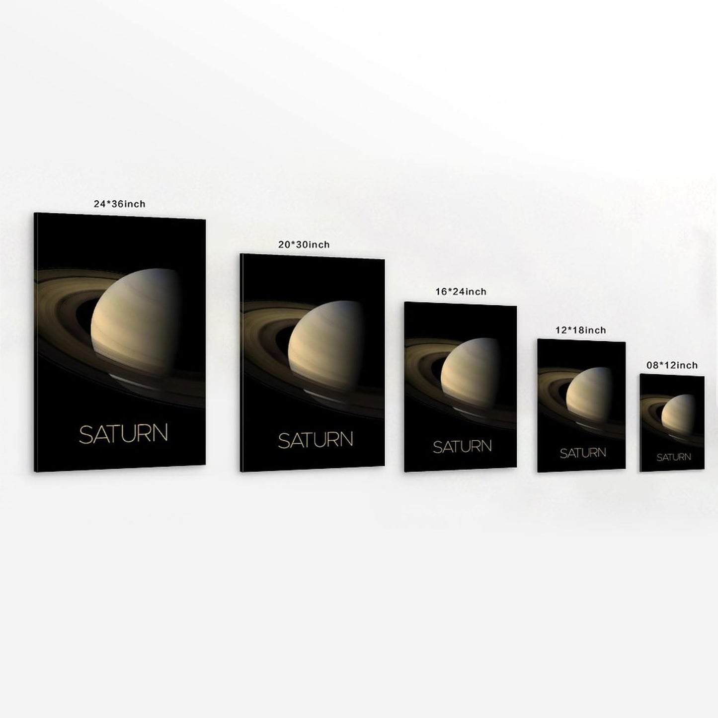 Solar System Planets Canvas Wall Art - Saturn Planet Space Poster for Kids Room Bedroom Classroom, STEM Educational Astronomy Decor, Science Gift for Boys Girls, 12x18 Inch Framed
