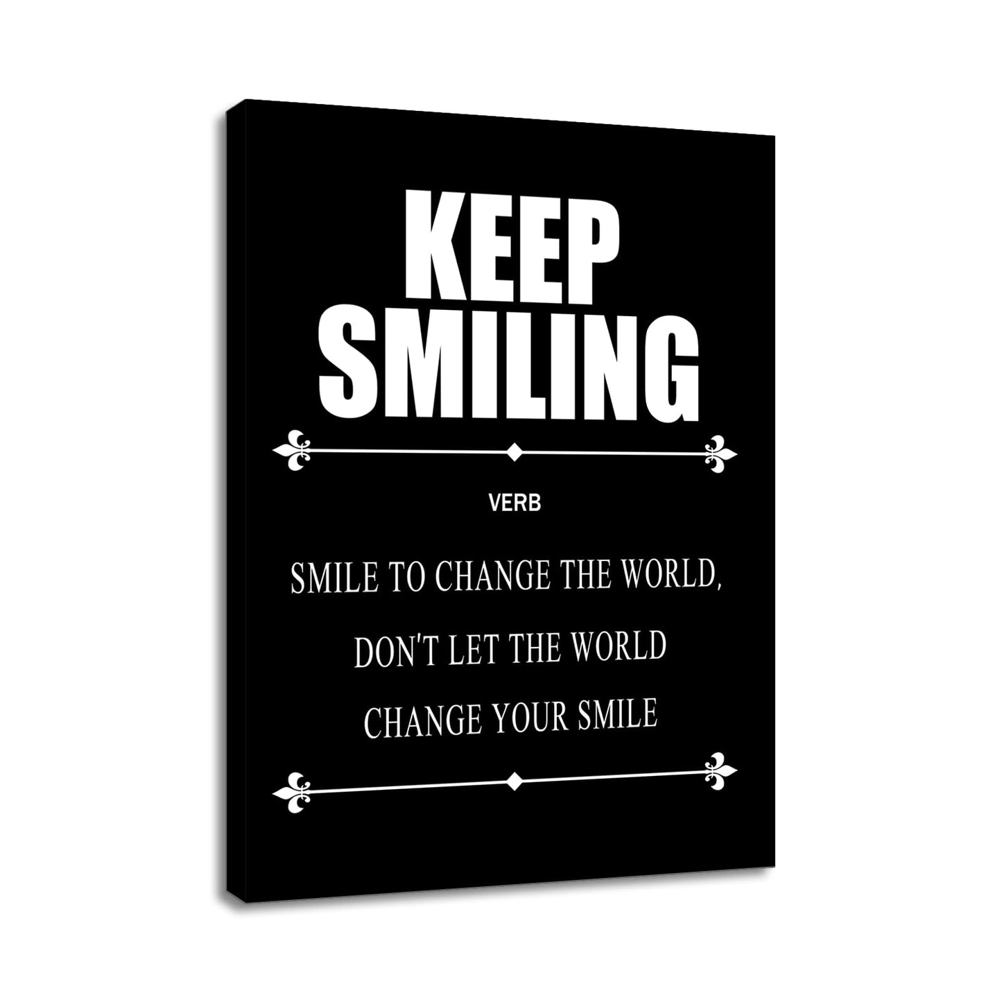 Motivational Canvas Wall Art Keep Smiling Entrepreneur Quotes Poster Print Inspirational Pictures Painting for Office Class Room School Wall Decoration Stretched and Framed [18''Wx24''H]