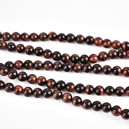Genuine Red Tiger Eye Beads for Jewelry Making Gemstone Semi Precious Stone Round 8mm Strand 15"(46-48pcs)
