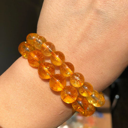Yochus 60pcs Yellow Citrine Beads，6mm Healing Power Natural Stone Round Loose Beads for Jewelry Making Earring Necklace DIY Crafts