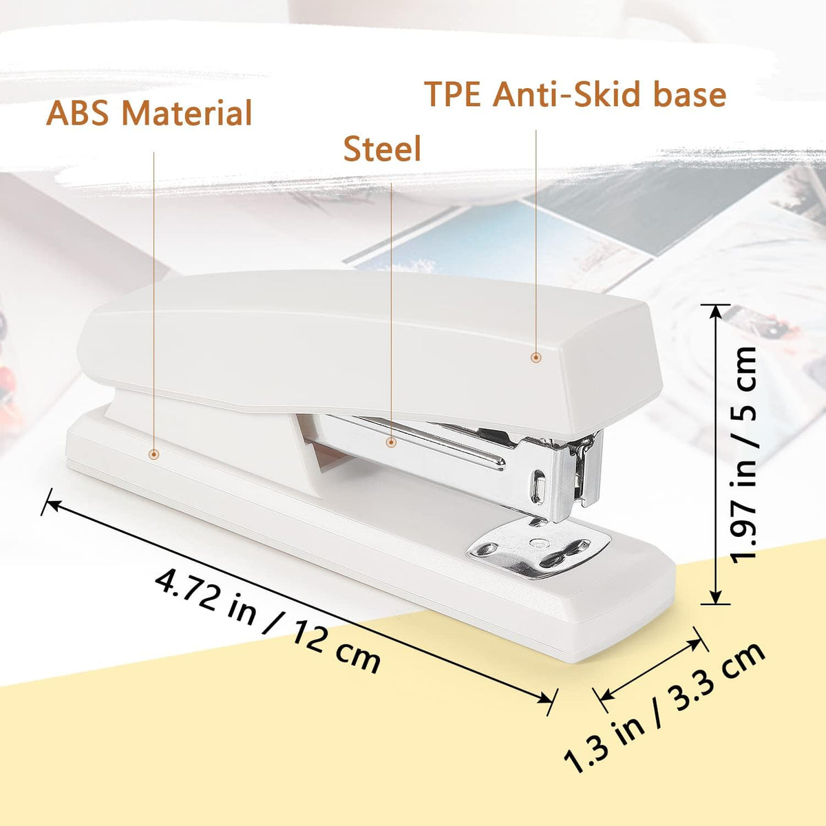 Tamaki Stapler, Office Stapler, Small Staplers for Desk, White