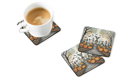 Caroline's Treasures Pet Cemetery Spooky Halloween Foam Coaster Set of 4 Cup Coasters for Indoor and Outdoor, Coaster for Tabletop Protection, Anti Slip, Mouse pad Material