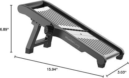 MuellerLiving Mandoline Slicer for Kitchen, Stainless Steel, Slice or Julienne, Vegetable Chopper, Fruit Slicer